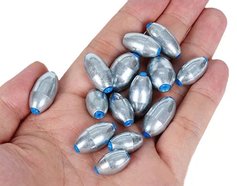 Olive shape alloy sinker with plastic core